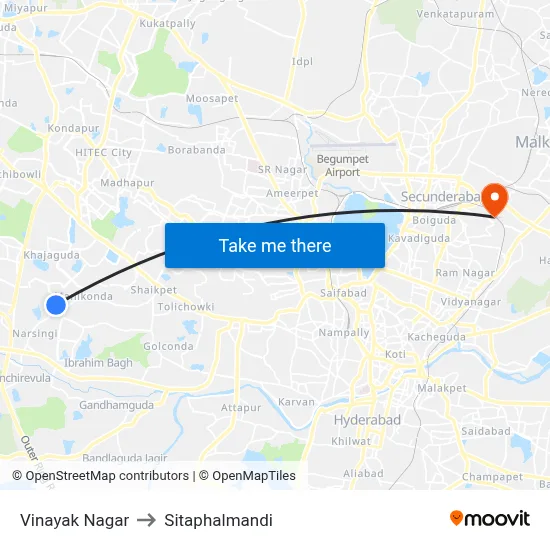 Vinayak Nagar to Sitaphalmandi map