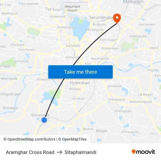 Aramghar Cross Road to Sitaphalmandi map
