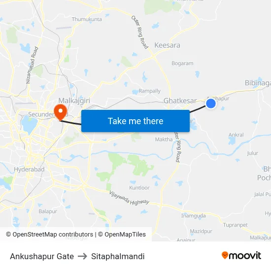 Ankushapur Gate to Sitaphalmandi map