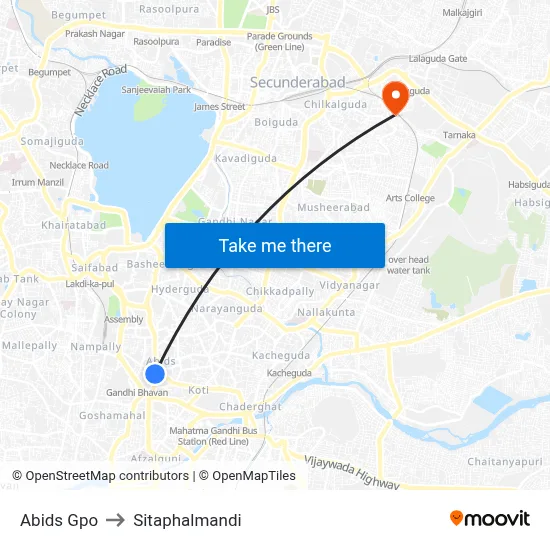 Abids Gpo to Sitaphalmandi map