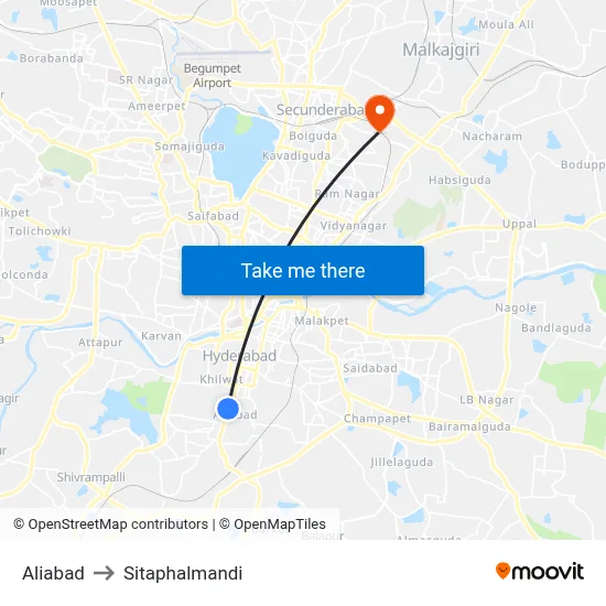 Aliabad to Sitaphalmandi map