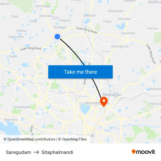 Saregudam to Sitaphalmandi map