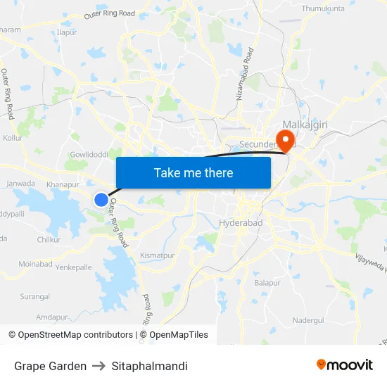 Grape Garden to Sitaphalmandi map