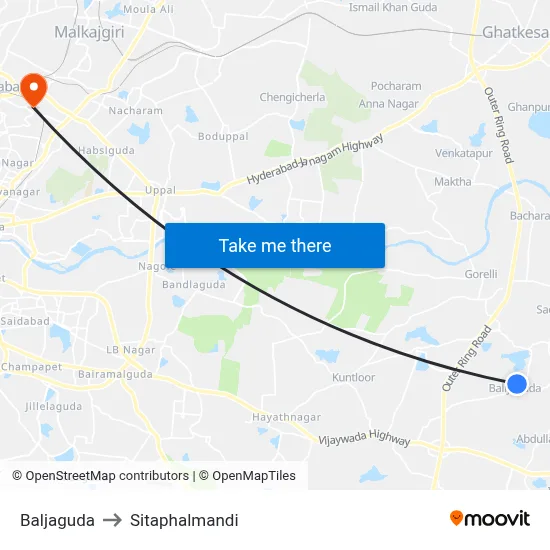 Baljaguda to Sitaphalmandi map