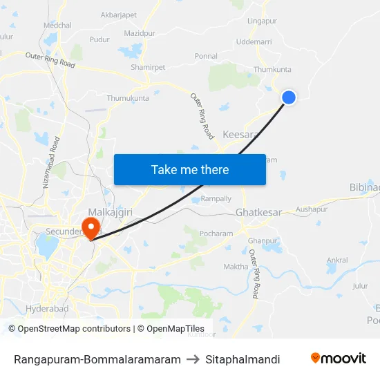 Rangapuram-Bommalaramaram to Sitaphalmandi map