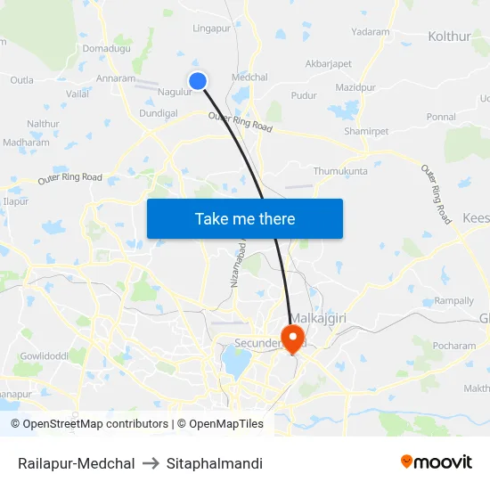 Railapur-Medchal to Sitaphalmandi map