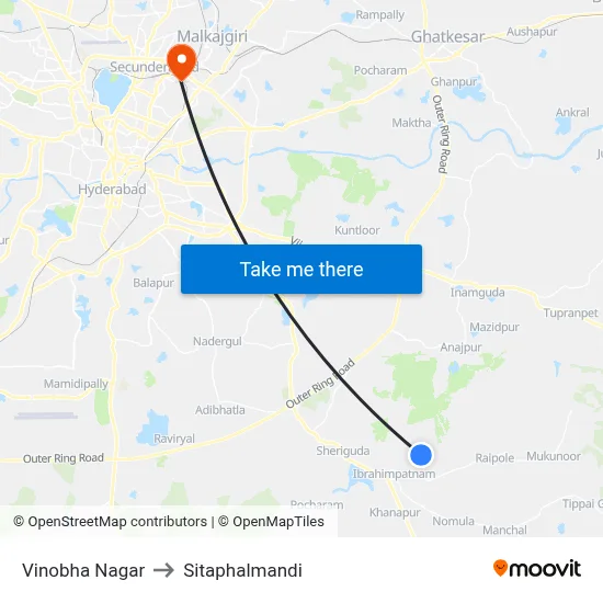 Vinobha Nagar to Sitaphalmandi map