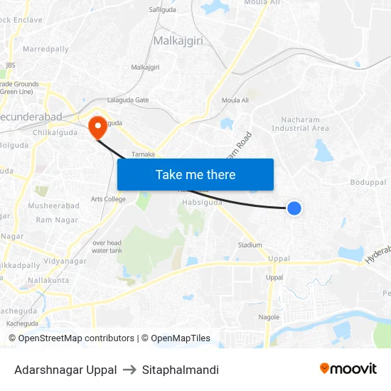Adarshnagar Uppal to Sitaphalmandi map