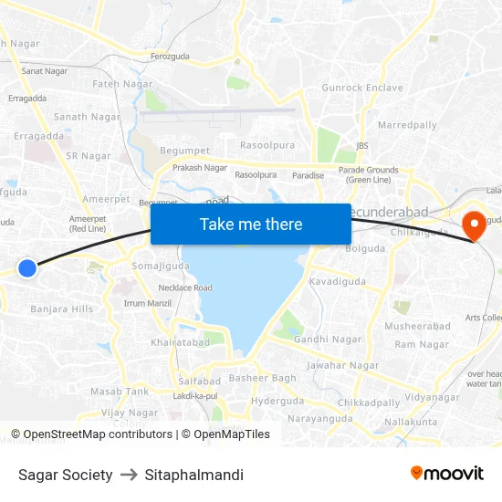 Sagar Society to Sitaphalmandi map