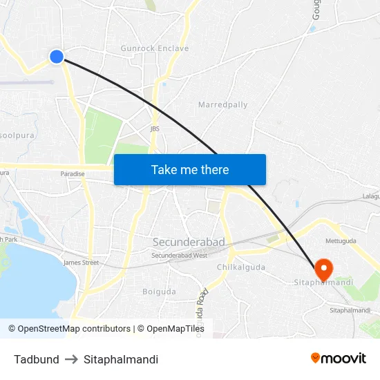 Tadbund to Sitaphalmandi map