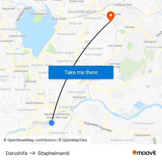 Darushifa to Sitaphalmandi map