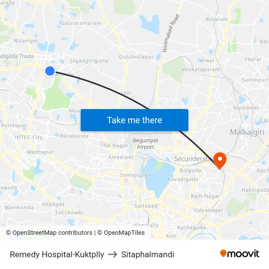 Remedy Hospital-Kuktplly to Sitaphalmandi map