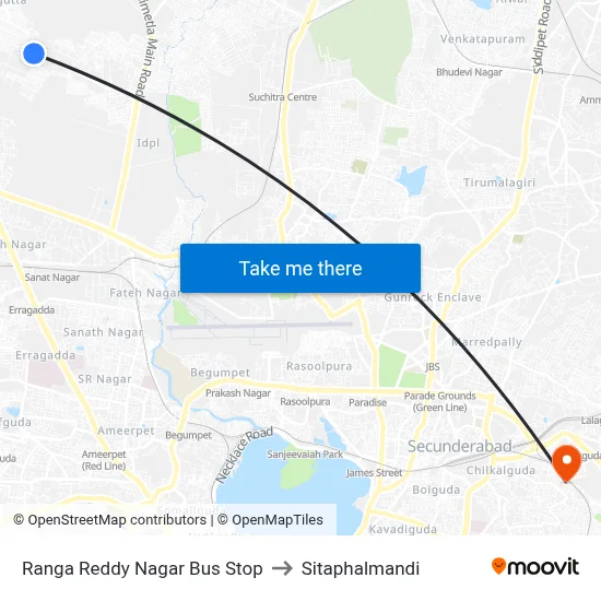 Ranga Reddy Nagar Bus Stop to Sitaphalmandi map