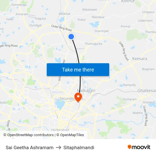 Sai Geetha Ashramam to Sitaphalmandi map