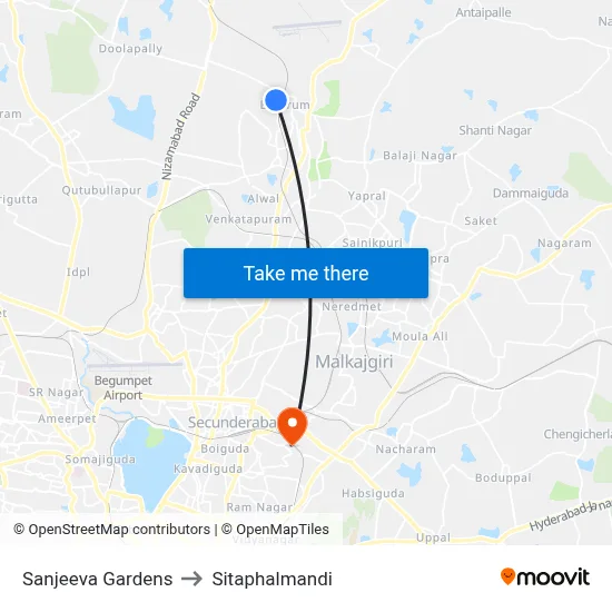Sanjeeva Gardens to Sitaphalmandi map