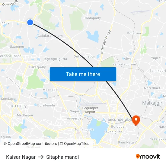 Kaisar Nagar to Sitaphalmandi map