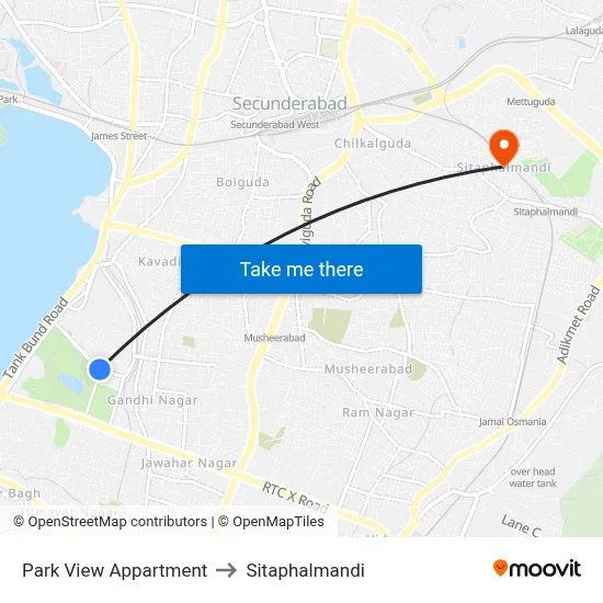 Park View Appartment to Sitaphalmandi map