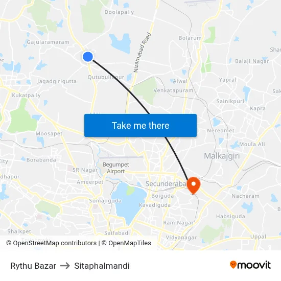 Rythu Bazar to Sitaphalmandi map