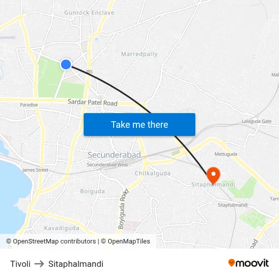 Tivoli to Sitaphalmandi map