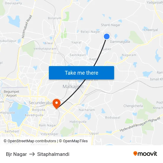 Bjr Nagar to Sitaphalmandi map