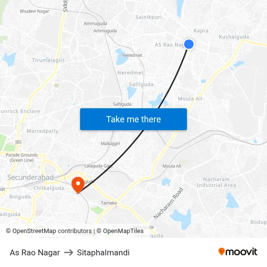 As Rao Nagar to Sitaphalmandi map