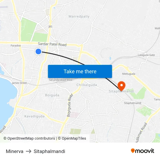 Minerva to Sitaphalmandi map