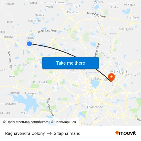 Raghavendra Colony to Sitaphalmandi map
