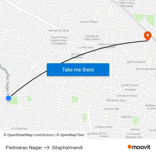 Padmarao Nagar to Sitaphalmandi map