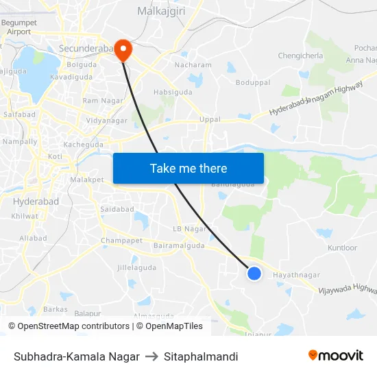 Subhadra-Kamala Nagar to Sitaphalmandi map