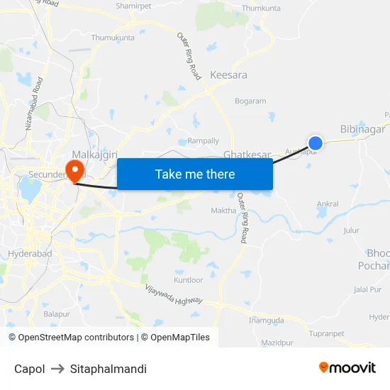 Capol to Sitaphalmandi map