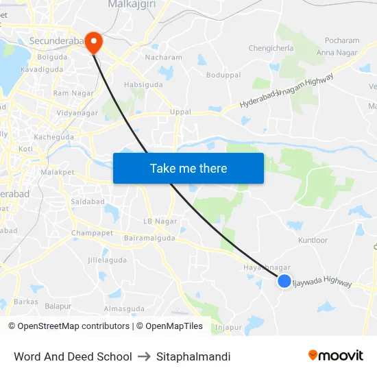 Word And Deed School to Sitaphalmandi map