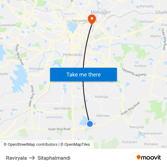 Raviryala to Sitaphalmandi map