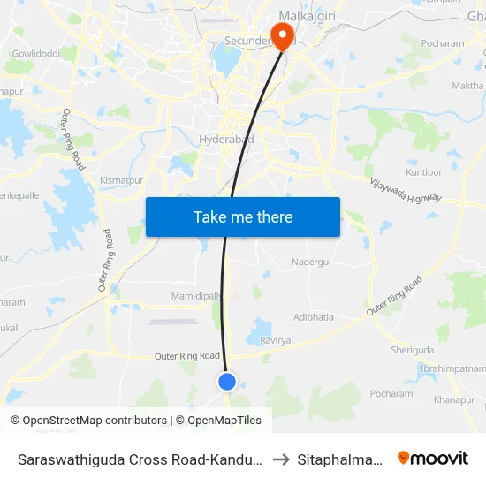 Saraswathiguda Cross Road-Kandukur to Sitaphalmandi map
