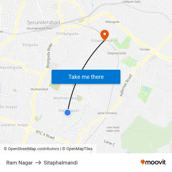 Ram Nagar to Sitaphalmandi map
