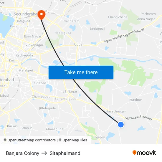 Banjara Colony to Sitaphalmandi map
