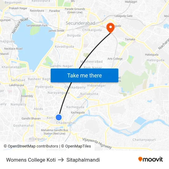 Womens College Koti to Sitaphalmandi map