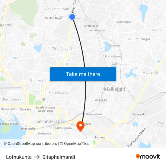 Lothukunta to Sitaphalmandi map