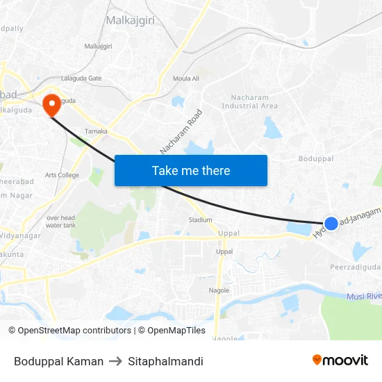 Boduppal Kaman to Sitaphalmandi map
