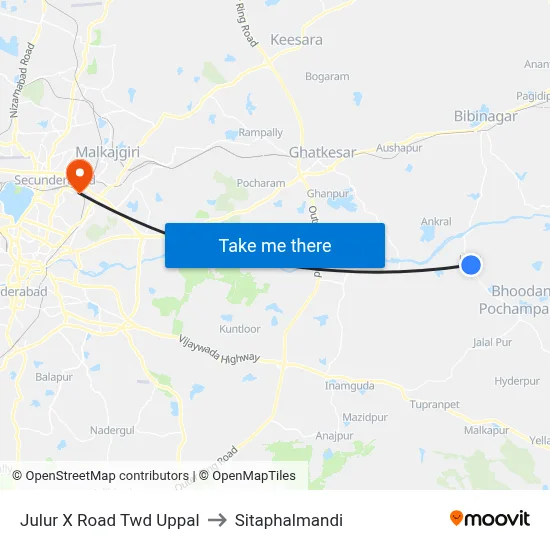 Julur X Road Twd Uppal to Sitaphalmandi map