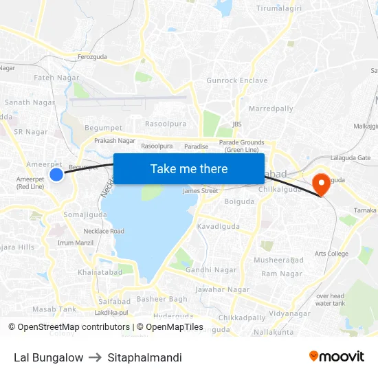 Lal Bungalow to Sitaphalmandi map