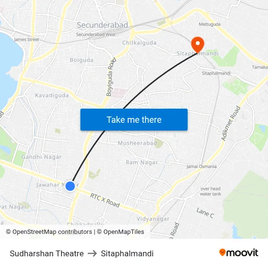 Sudharshan Theatre to Sitaphalmandi map