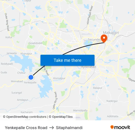 Yenkepalle Cross Road to Sitaphalmandi map