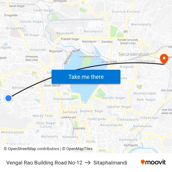 Vengal Rao Building Road No-12 to Sitaphalmandi map