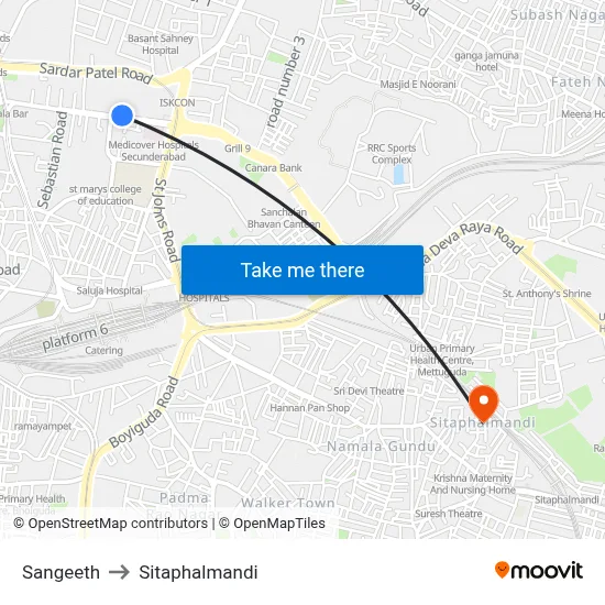 Sangeeth to Sitaphalmandi map