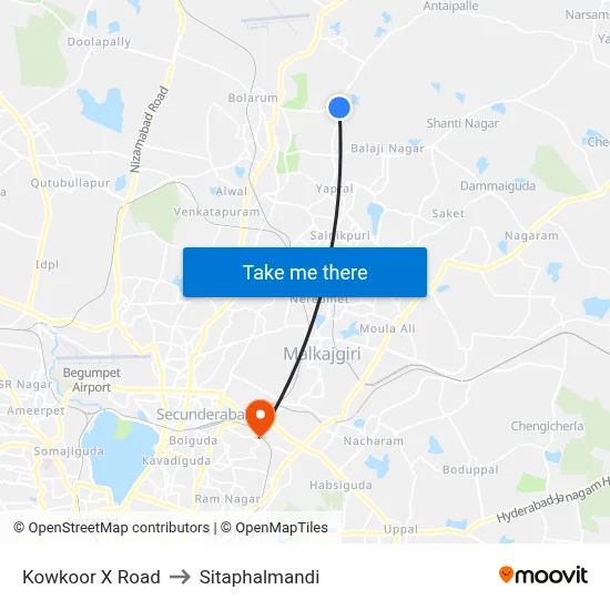 Kowkoor X Road to Sitaphalmandi map