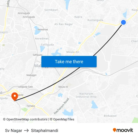 Sv Nagar to Sitaphalmandi map