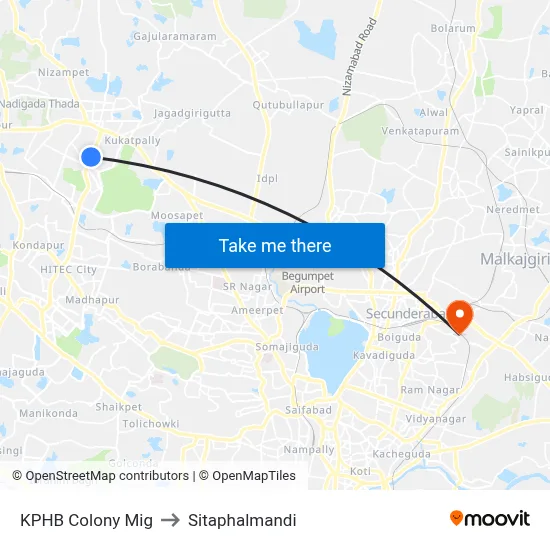 KPHB Colony Mig to Sitaphalmandi map