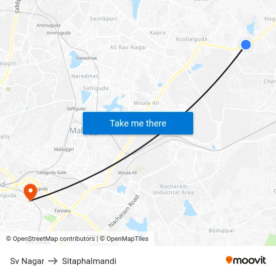 Sv Nagar to Sitaphalmandi map