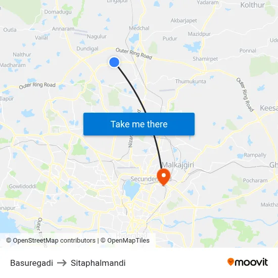 Basuregadi to Sitaphalmandi map
