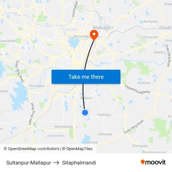 Sultanpur-Mallapur to Sitaphalmandi map